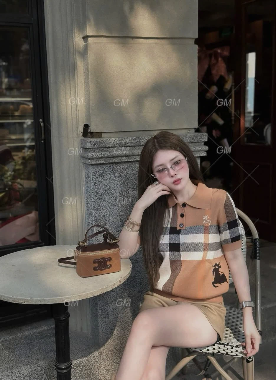 Burberry Check Knit Polo Shirt