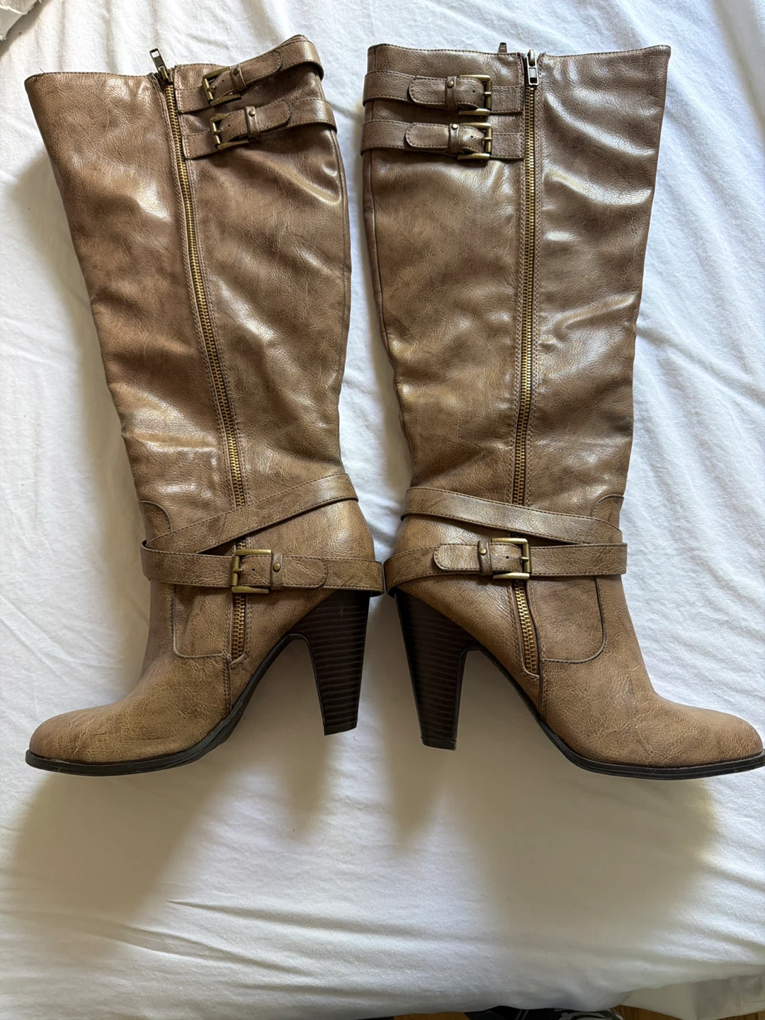 Brown Knee-High Heeled Boots