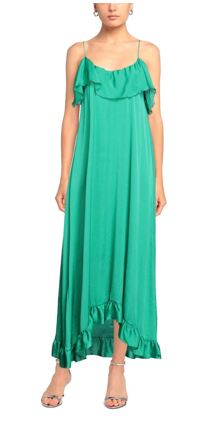 Italian  Green Ruffled Maxi Dress