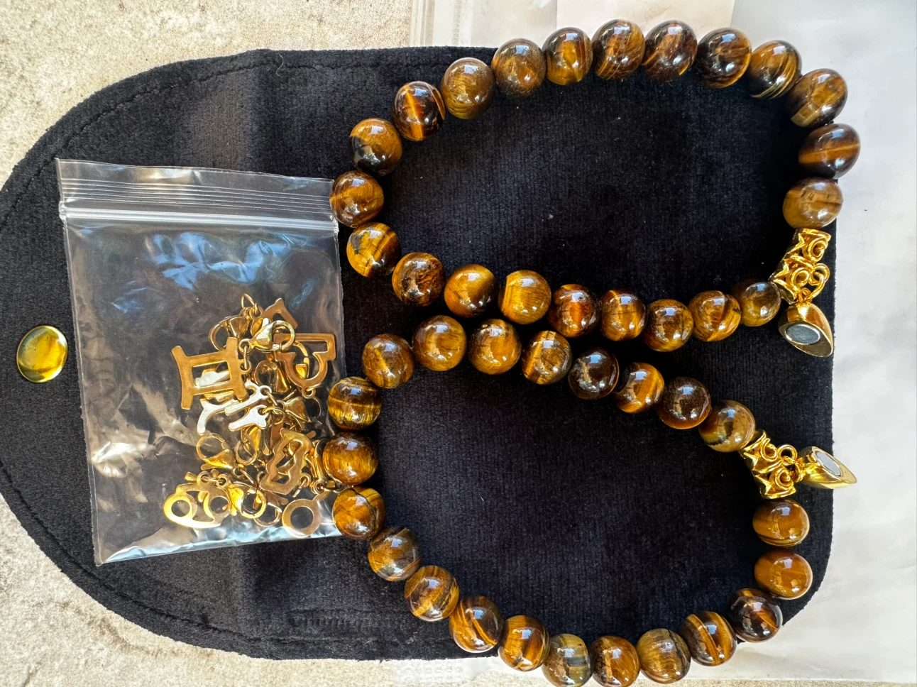 Tiger Eye Bead Couple Bracelets Set - photo 2