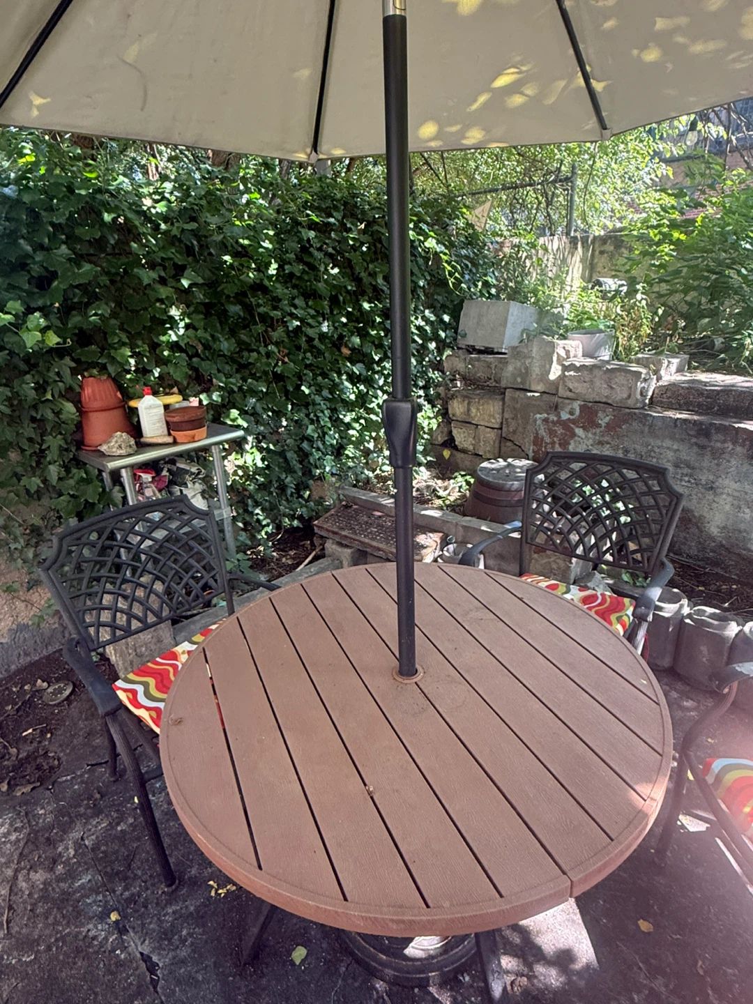 Round Patio Table and Chairs Set with Umbrella - photo 2