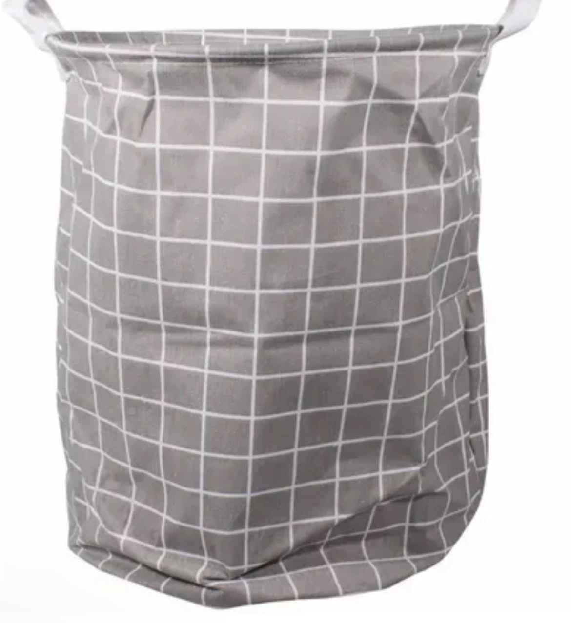 Grey Plaid Laundry Hamper