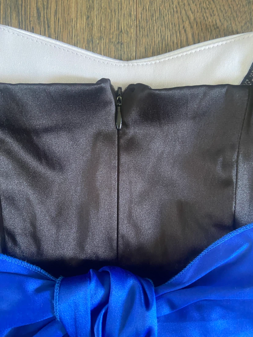 Size 4 Strapless Colorblock Satin Mini Dress with Back Bow - photo 4