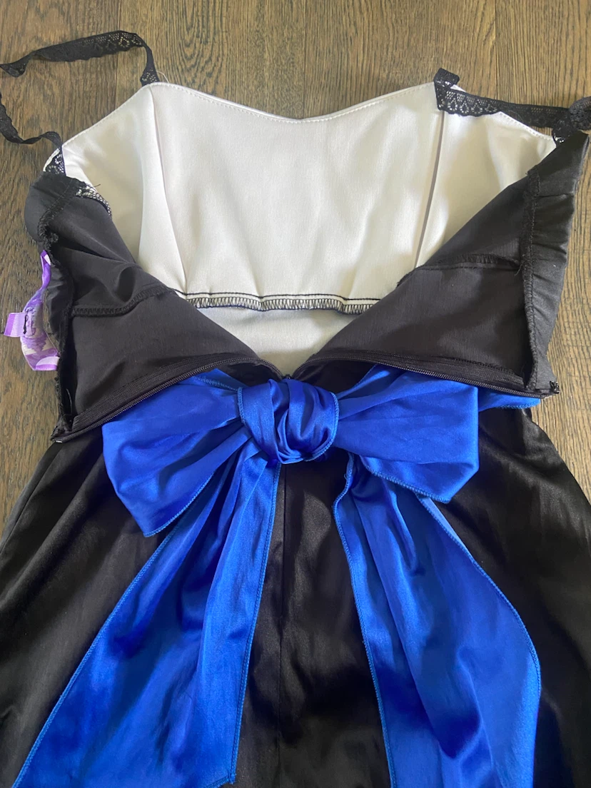 Size 4 Strapless Colorblock Satin Mini Dress with Back Bow - photo 5