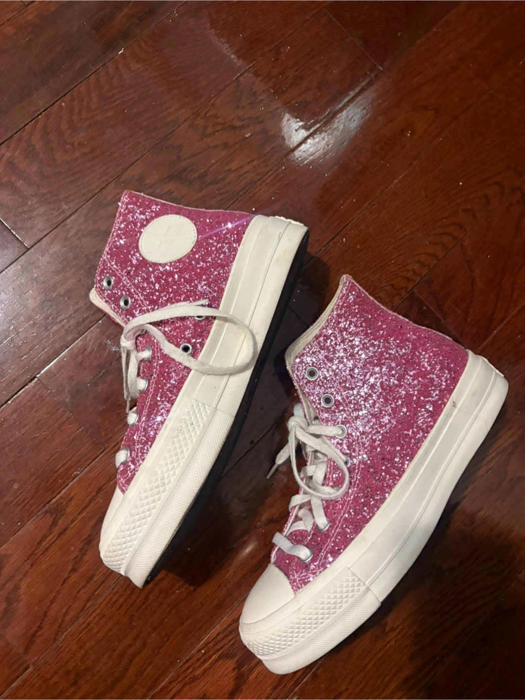 9.5 women’s Converse All Star High Top Glitter Sneakers - photo 3