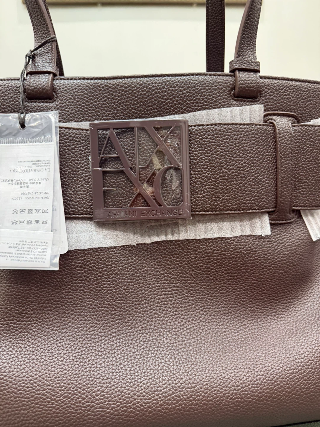 Armani Exchange Brown Pebbled Leather Tote Bag - photo 2