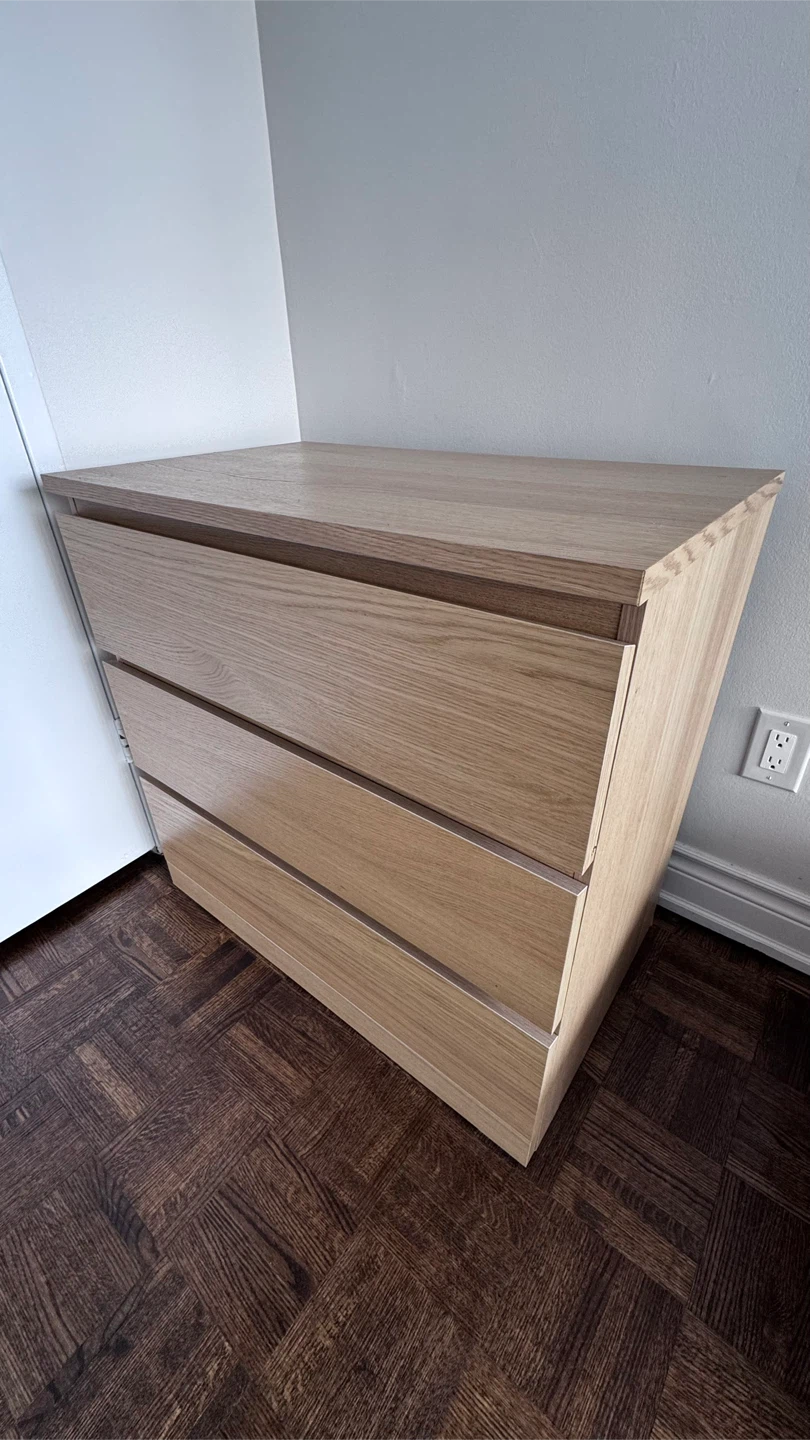 IKEA MALM 3-Drawer Dresser – Light Wood
