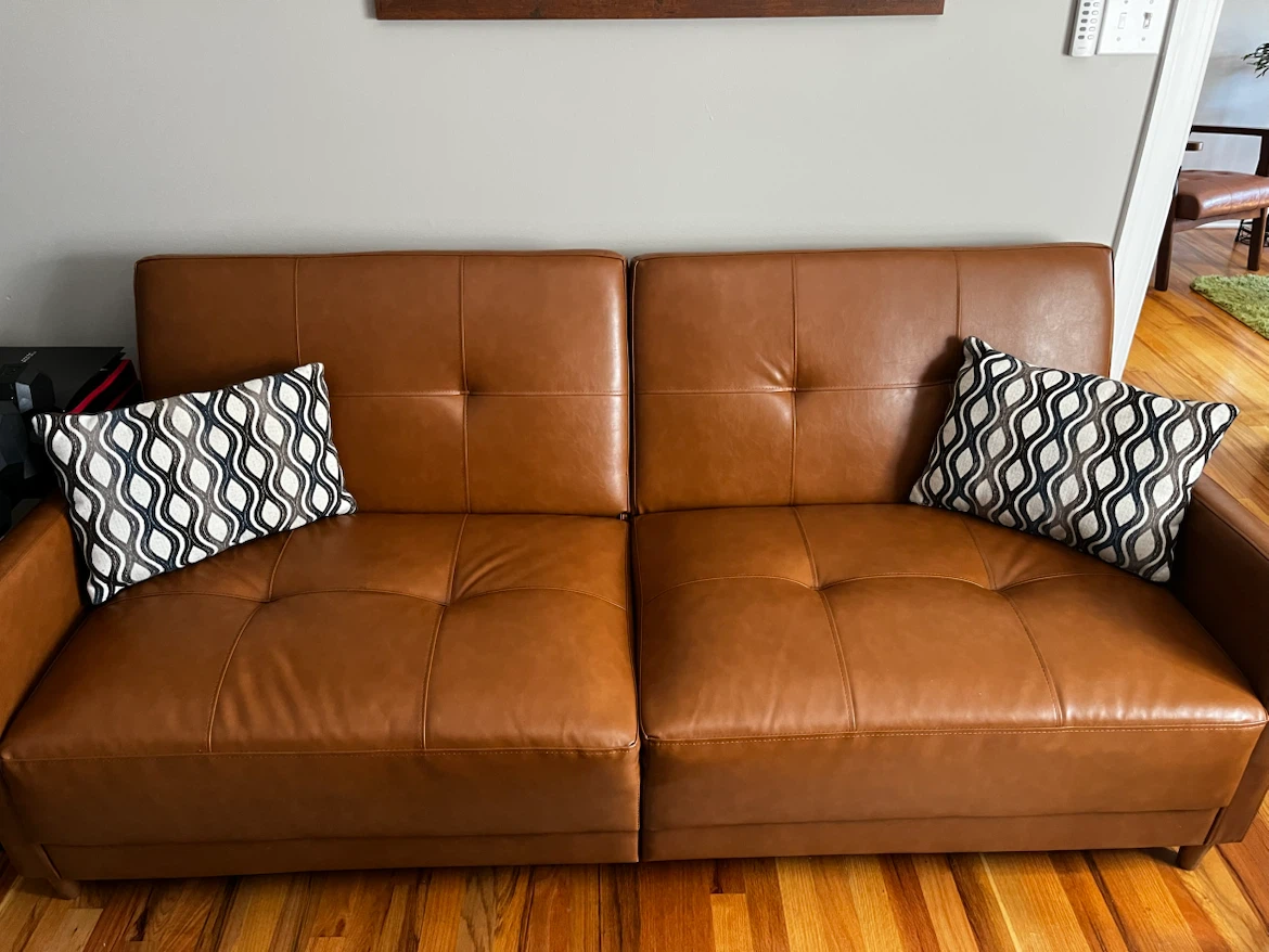 Brown Faux Leather  Sofa