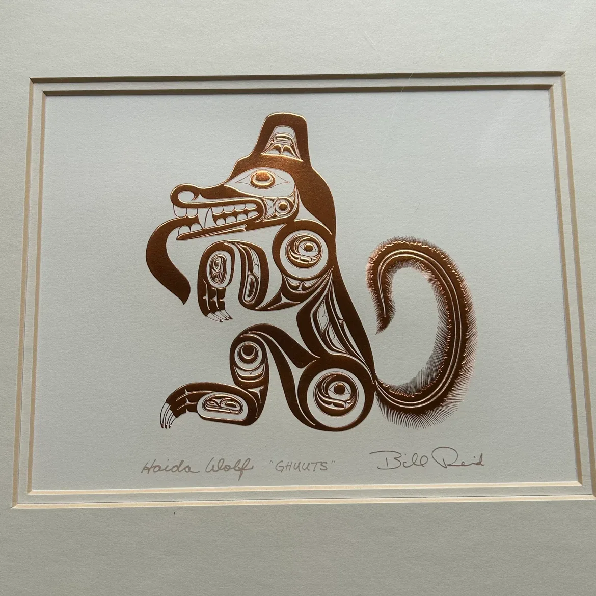 Bill Reid Framed Art Print – Haida Wolf (Ghuuts)