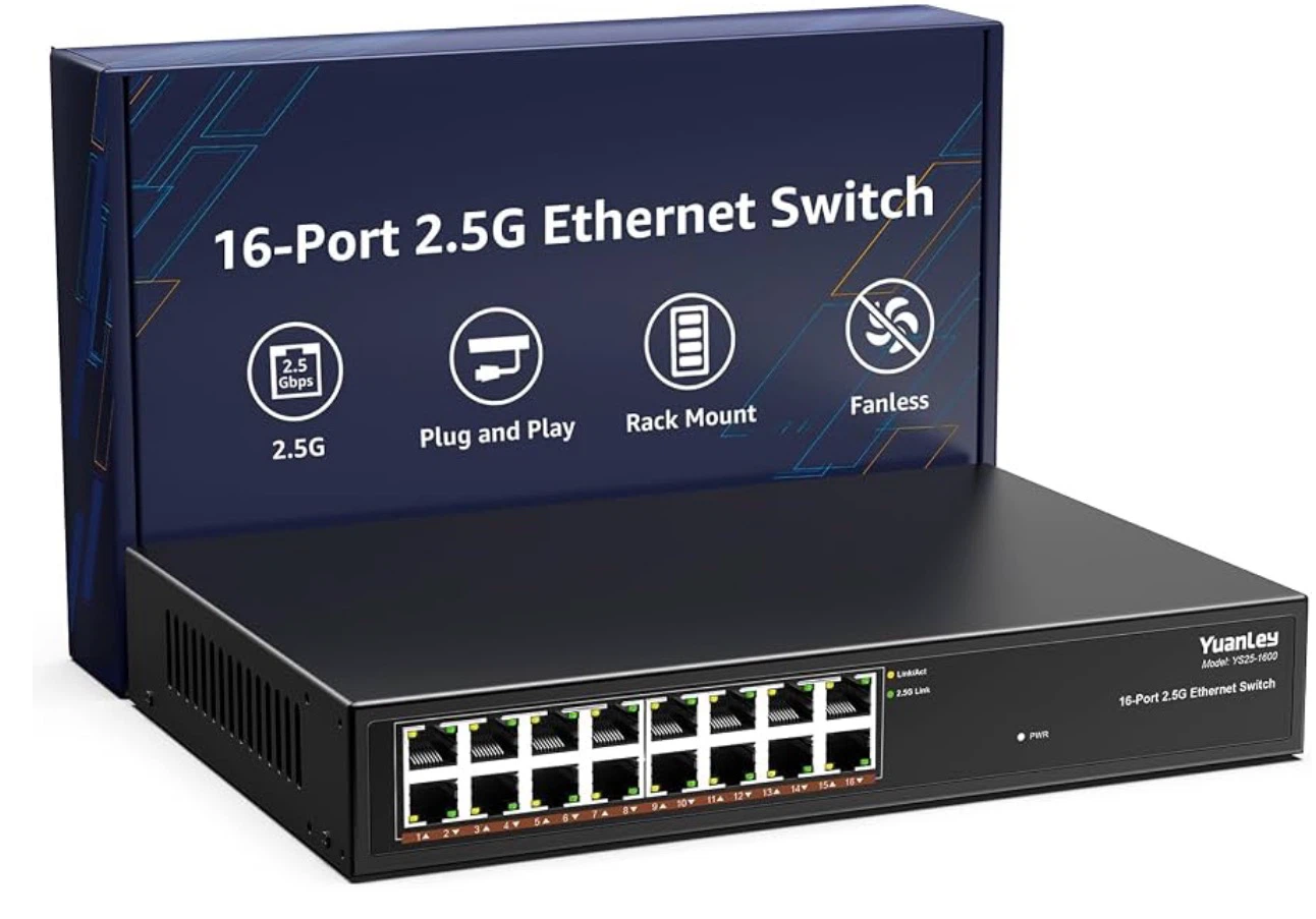 YuanLey 16-Port 2.5G PoE Switch
