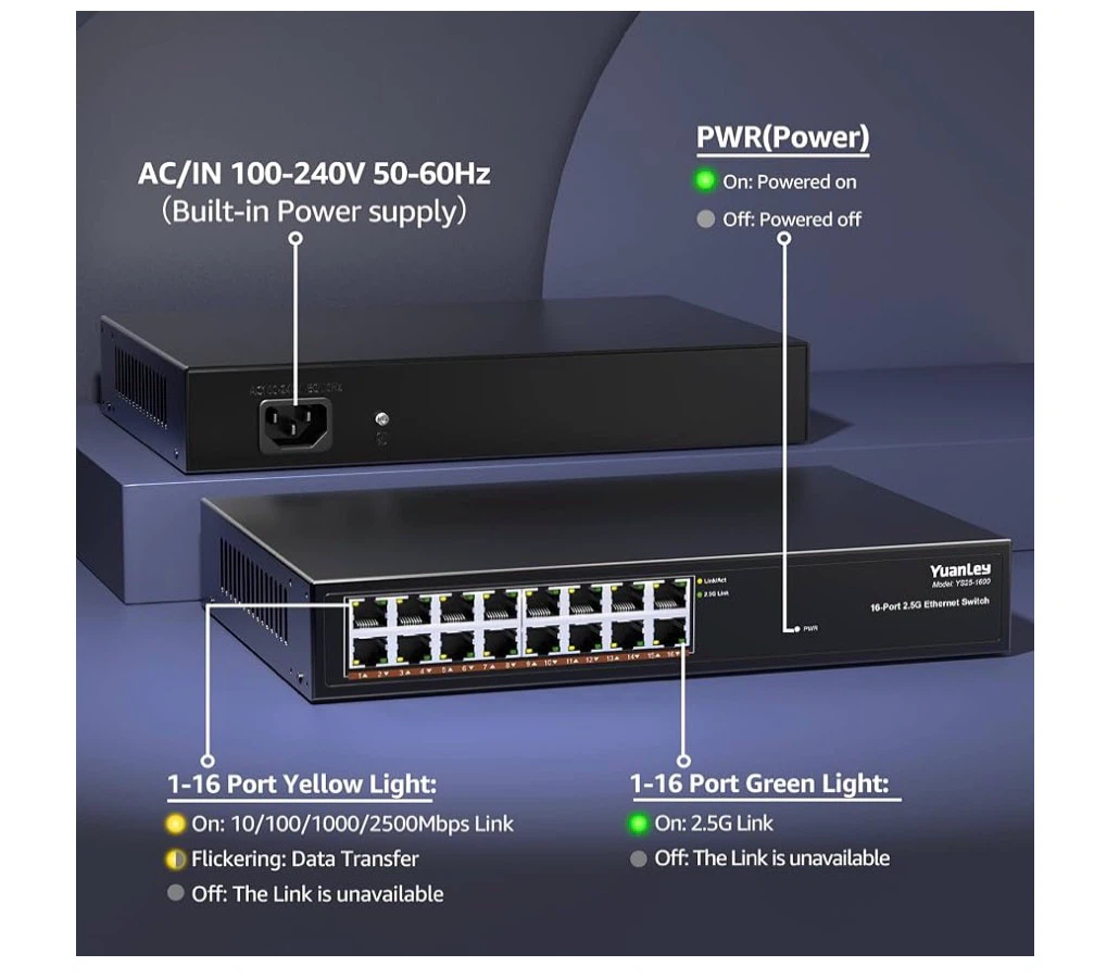 YuanLey 16-Port 2.5G PoE Switch - photo 3
