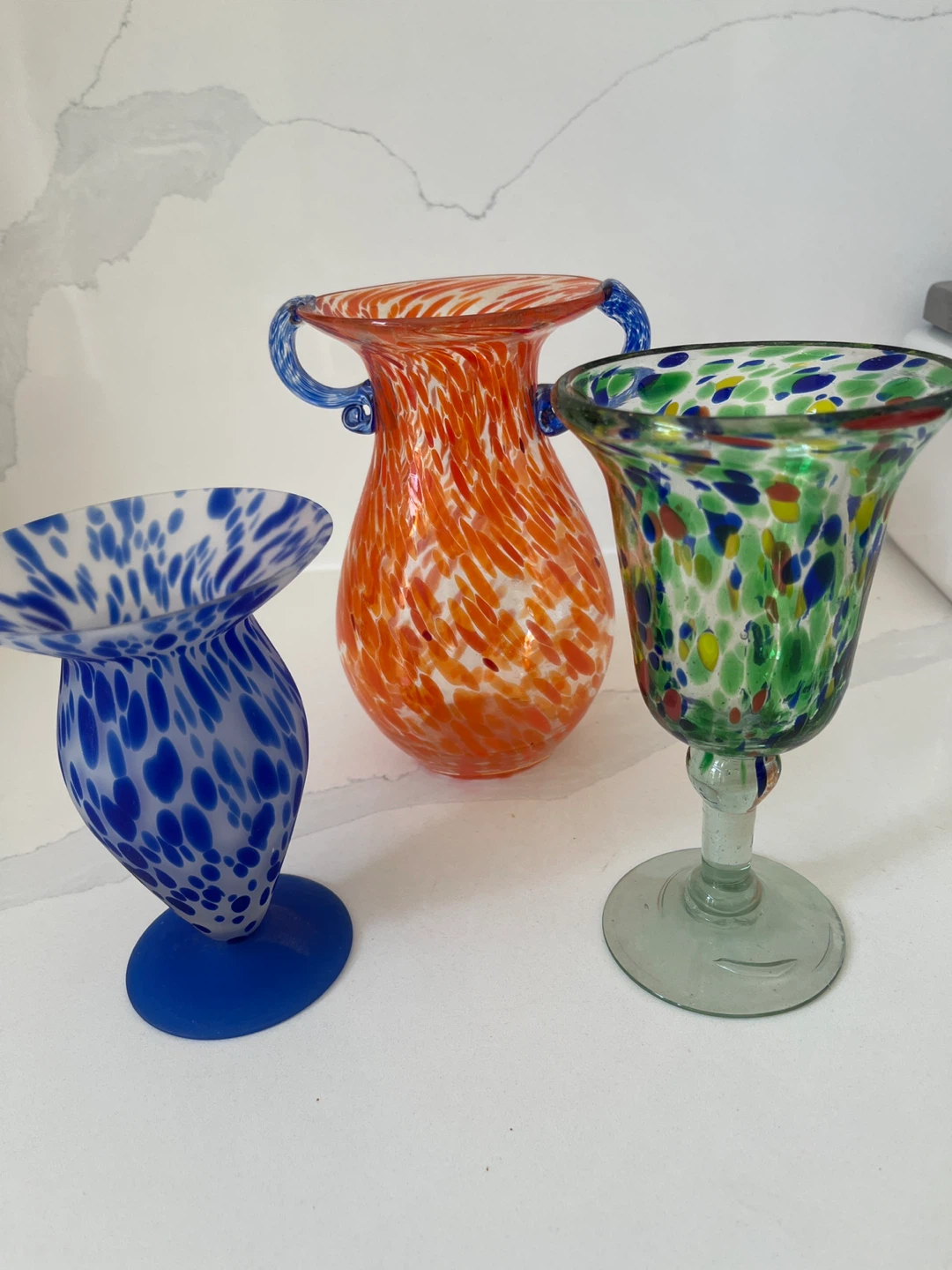 Set of 3 Swirl Glass Vases