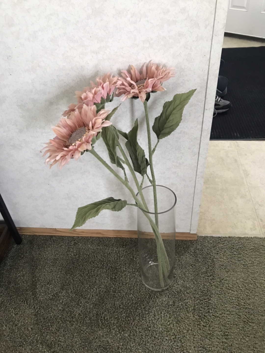 Pink Floral Arrangement in Glass Vase