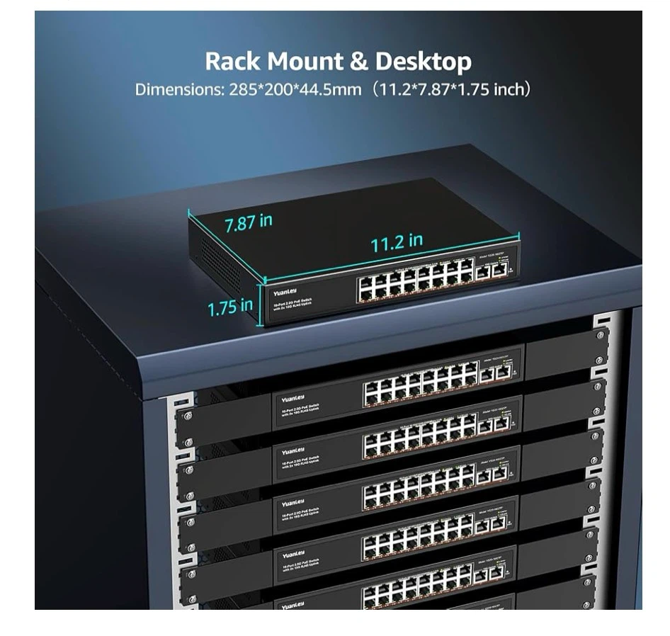 YuanLey 18-Port 2.5G PoE Switch with 10G Uplink - photo 3
