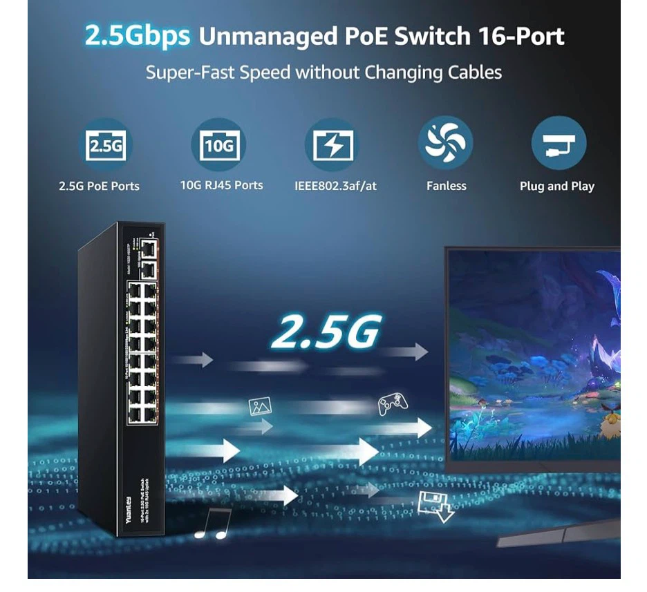 YuanLey 18-Port 2.5G PoE Switch with 10G Uplink - photo 5