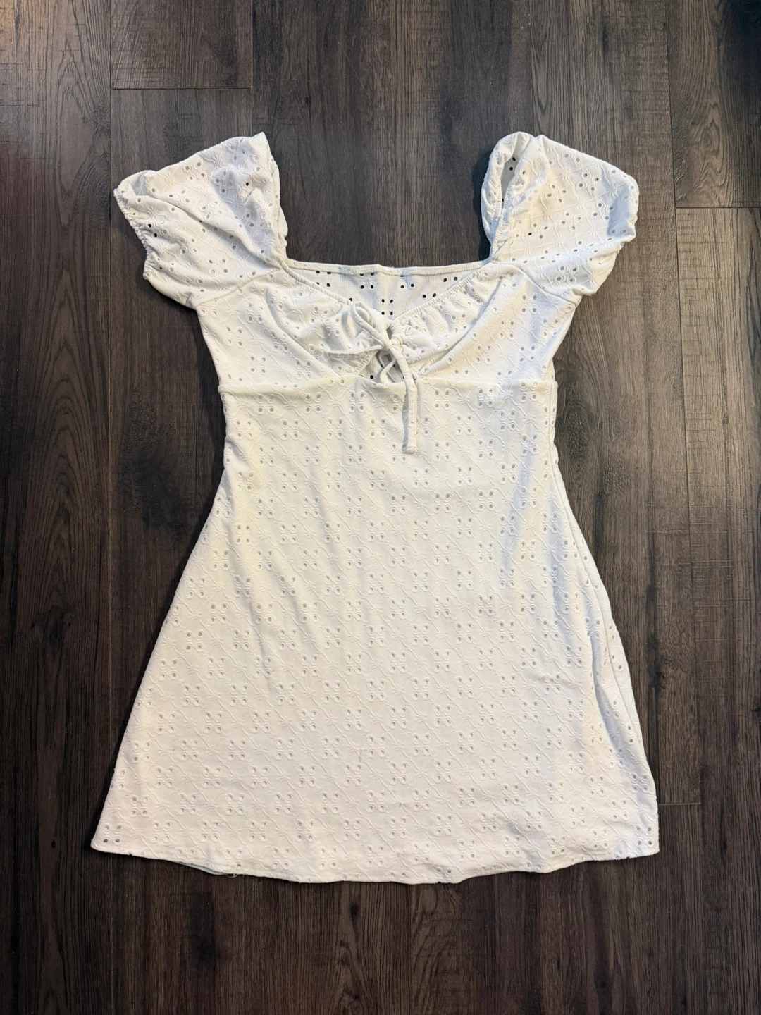 White Eyelet Tie-Front Dress