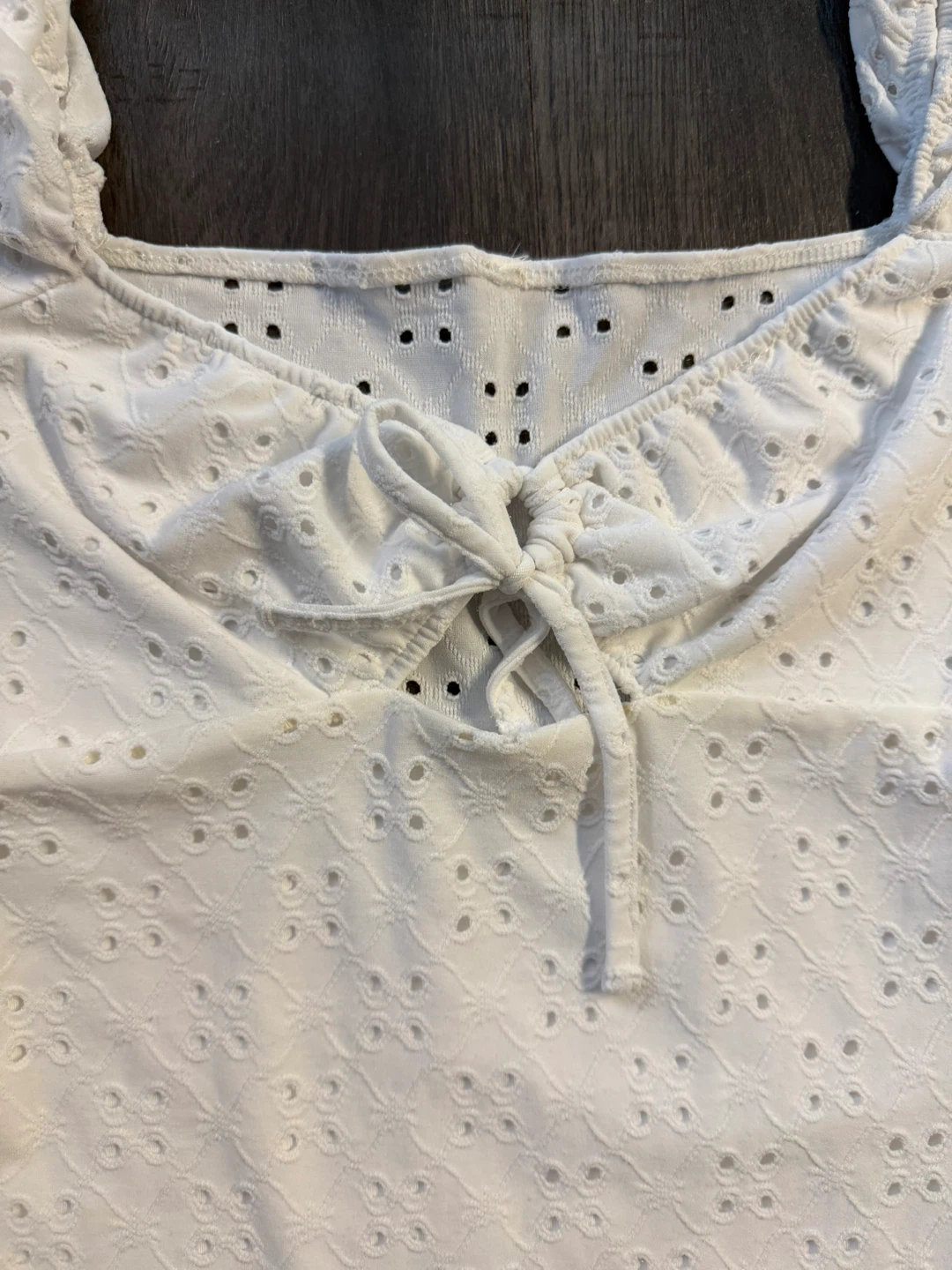 White Eyelet Tie-Front Dress - photo 2