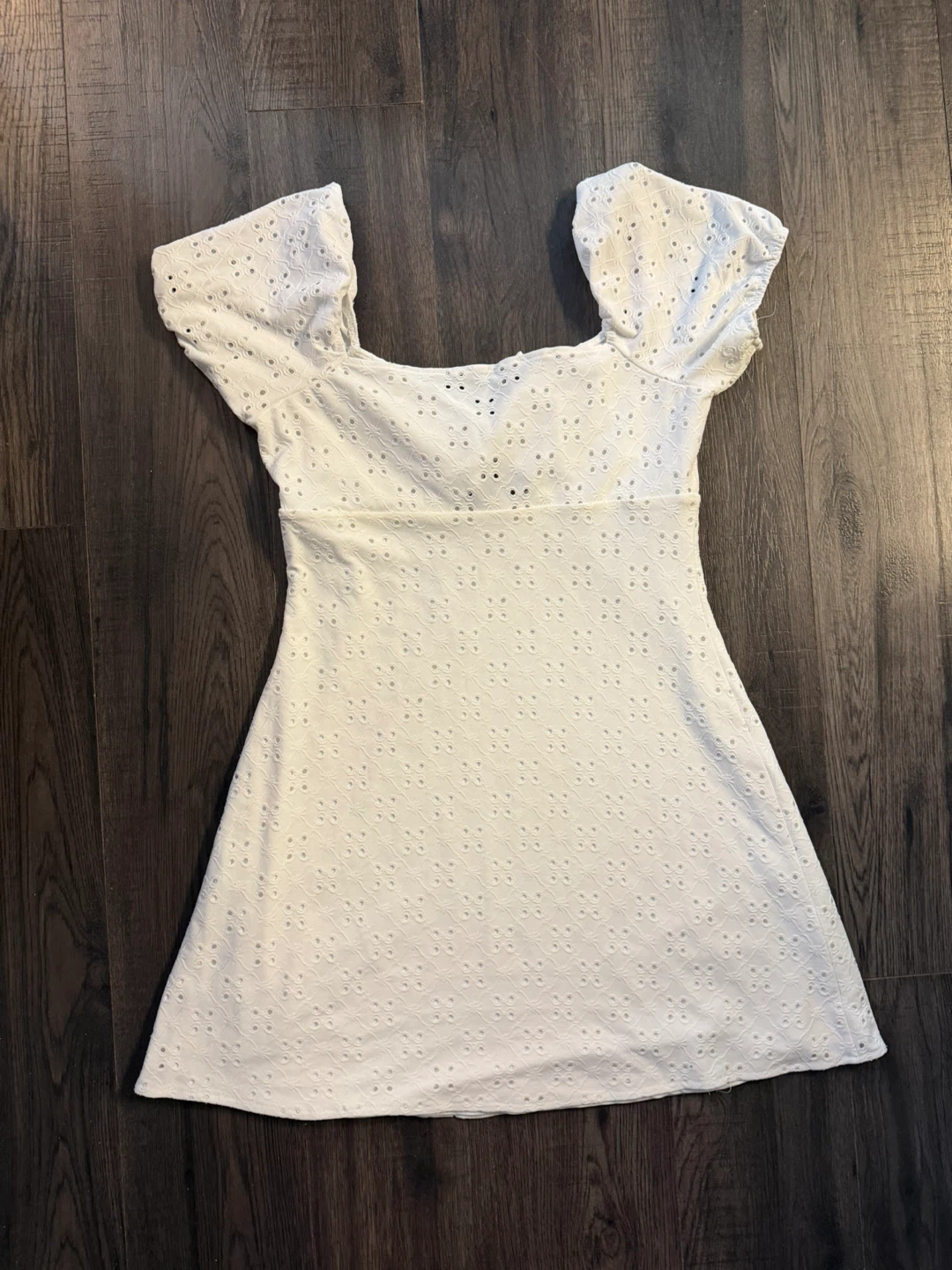 White Eyelet Tie-Front Dress - photo 3
