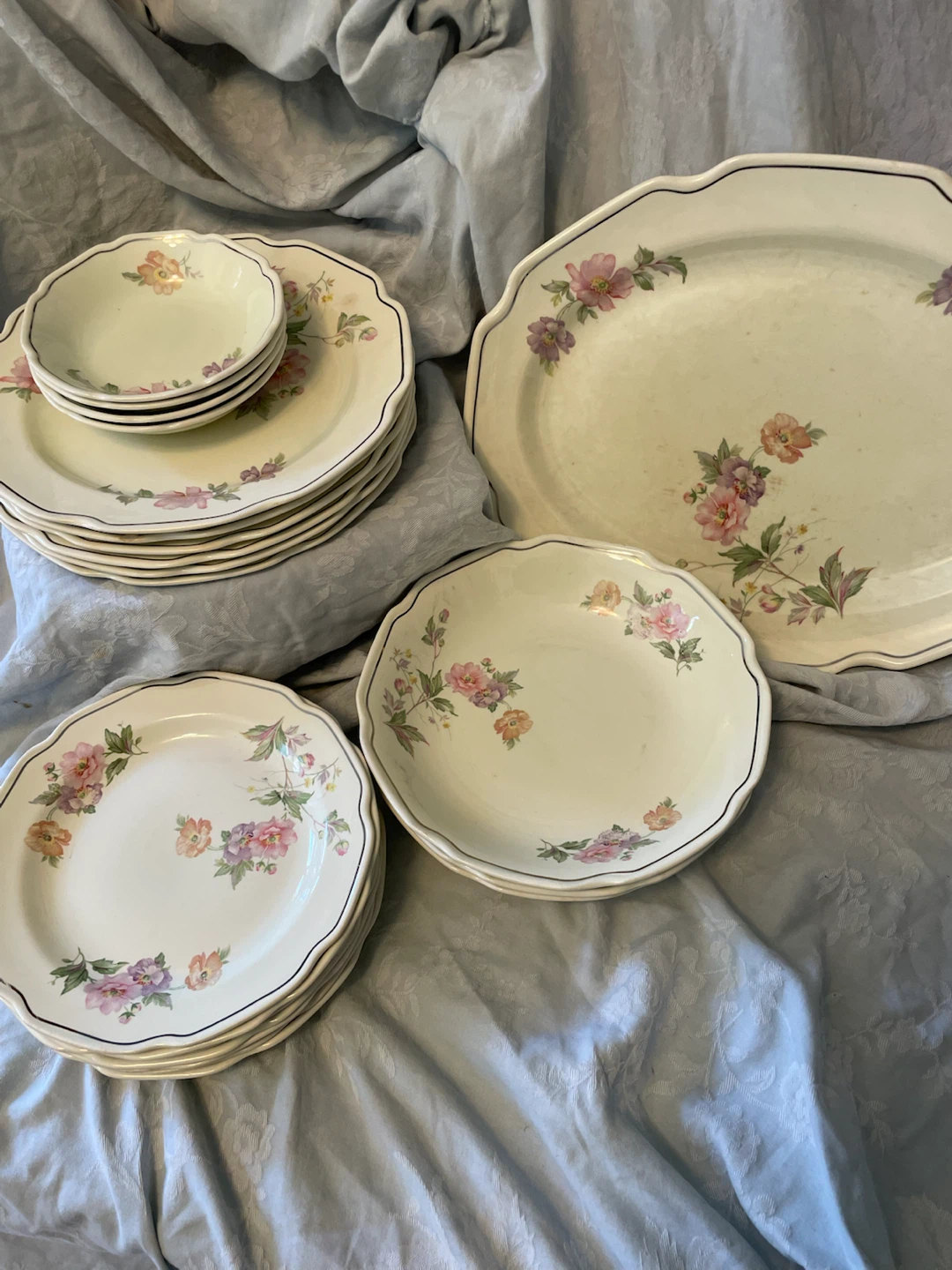 Antique Floral Dinnerware Set s&h stamps plates