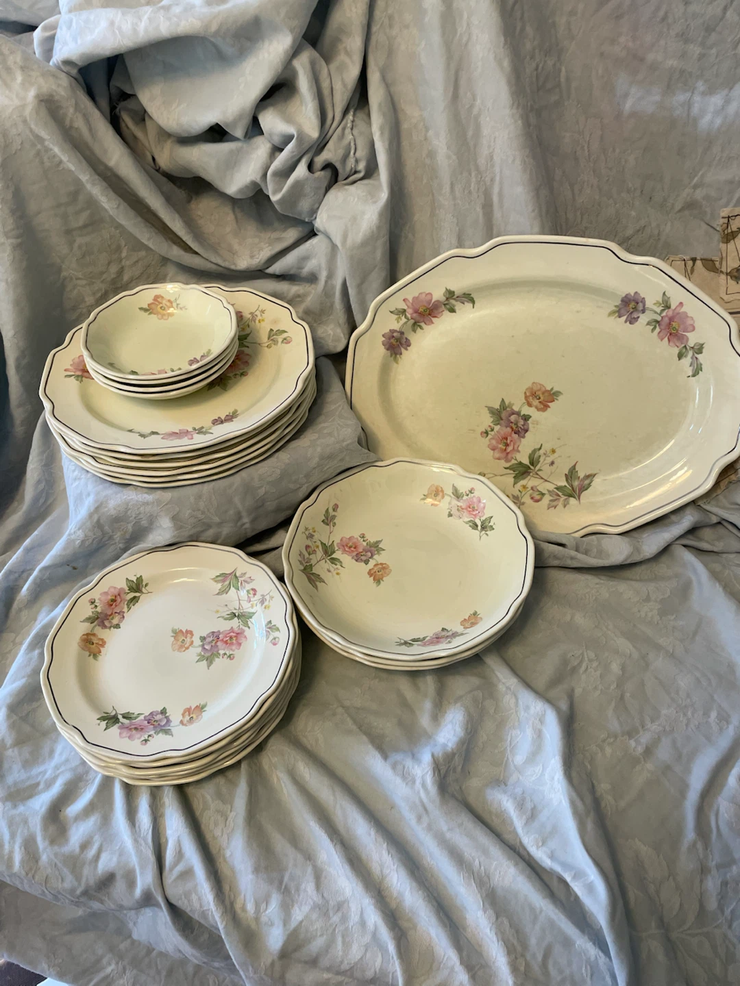 Antique Floral Dinnerware Set s&h stamps plates - photo 2