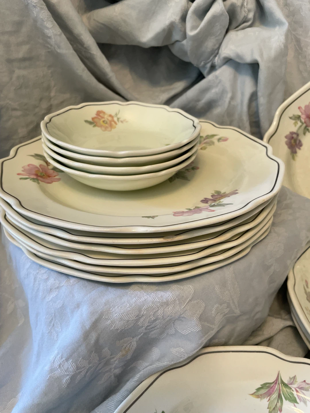Antique Floral Dinnerware Set s&h stamps plates - photo 3