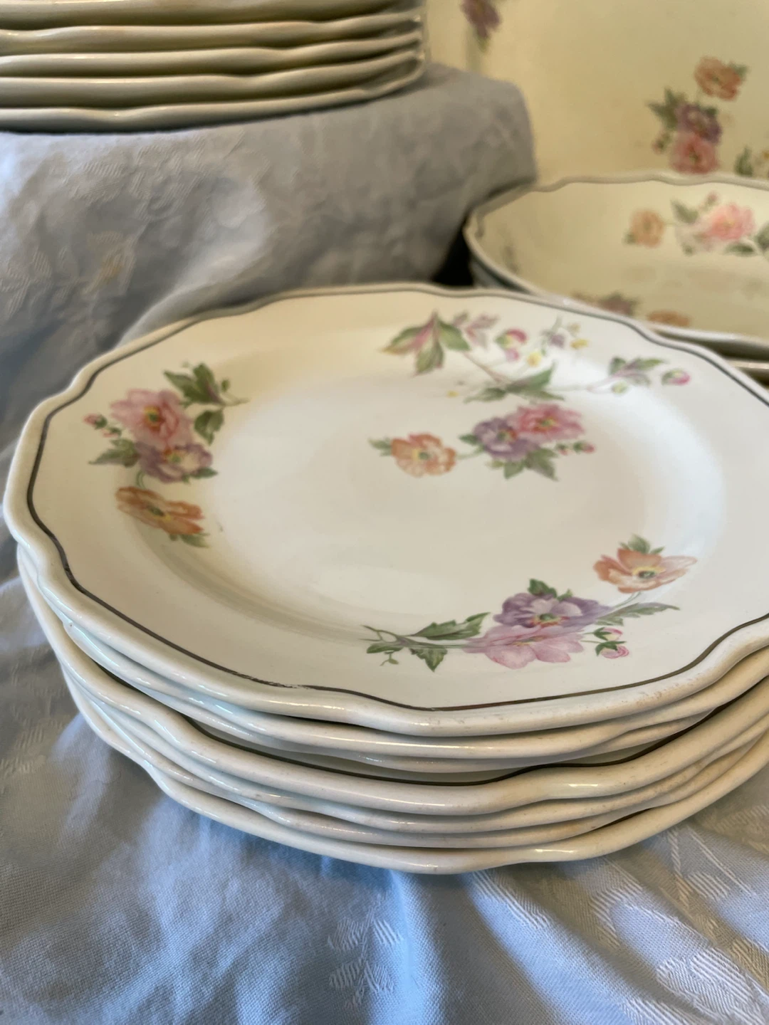 Antique Floral Dinnerware Set s&h stamps plates - photo 4