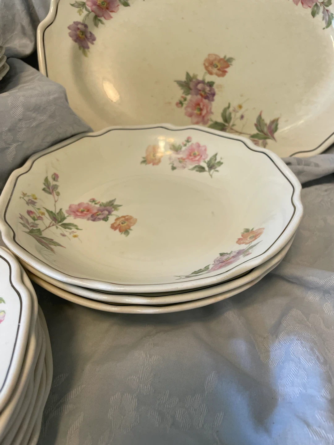 Antique Floral Dinnerware Set s&h stamps plates - photo 5