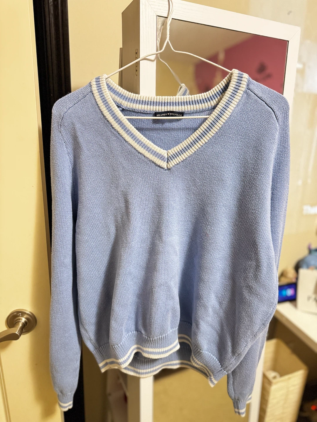 Brandy Melville Blue V-Neck Sweater