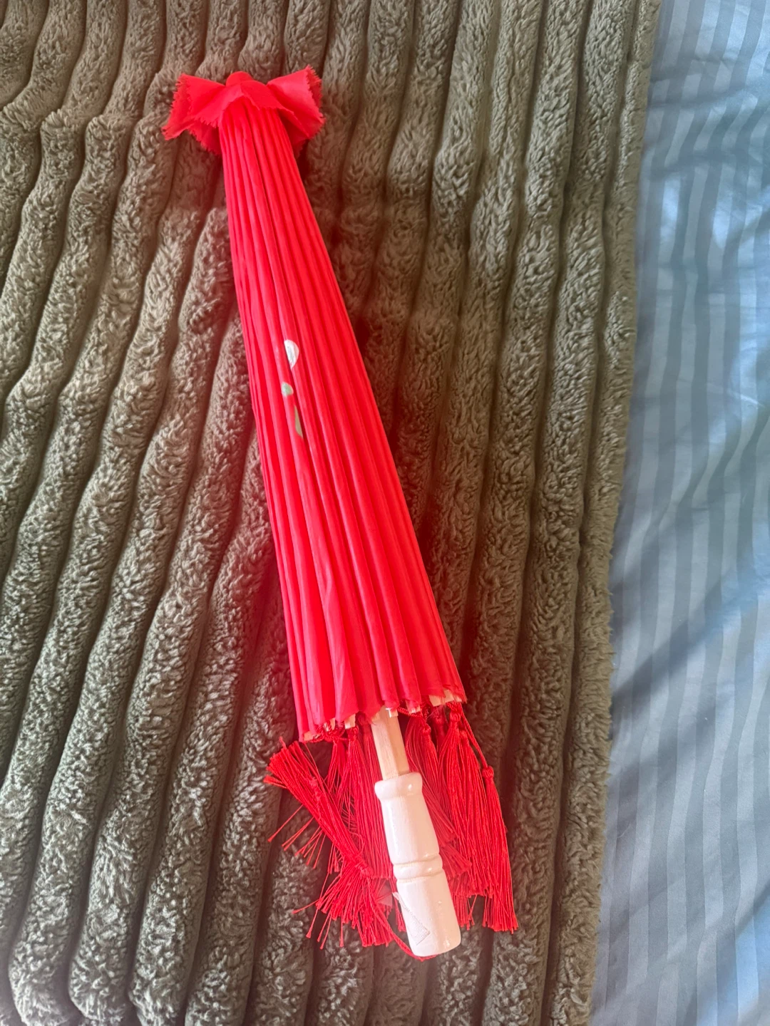 Red Paper Parasol with Floral Design