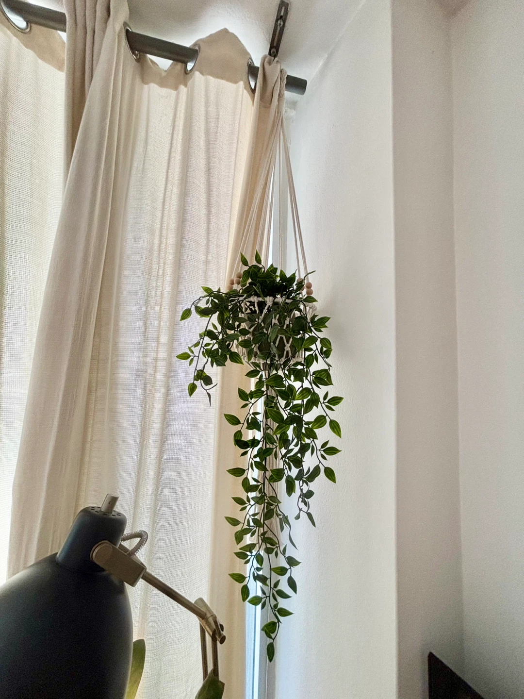 MOVING - Faux Plant in Hanging Plant Macrame Plant Holder