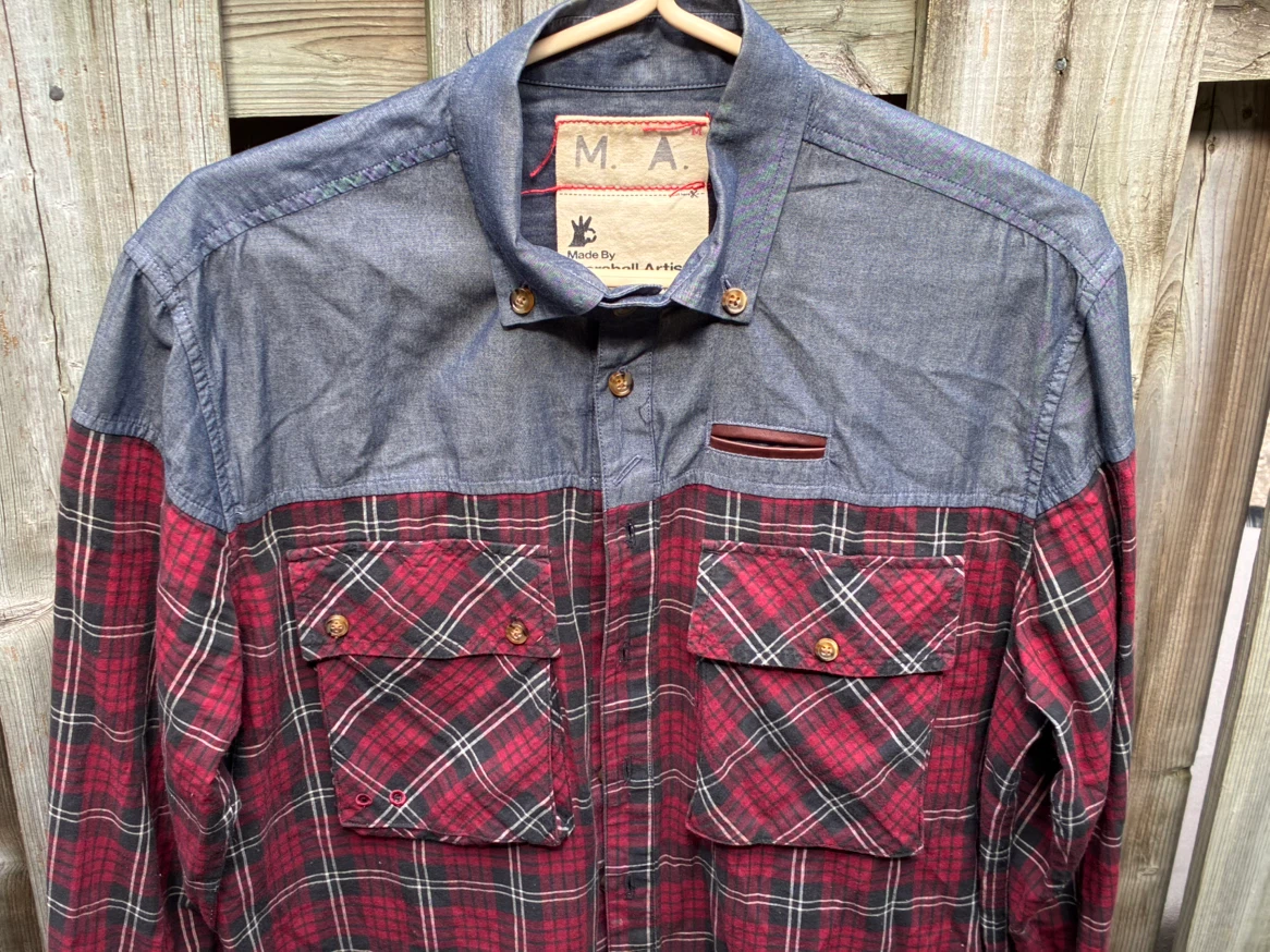 $40 Marshall Artist 2011 Retro Plaid shirt Streetwear Mens M - photo 3