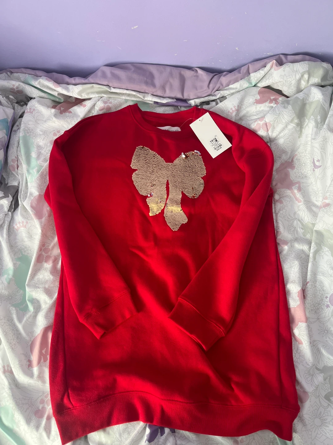 URBAN KIDS Red Sequin Bow Sweatshirt