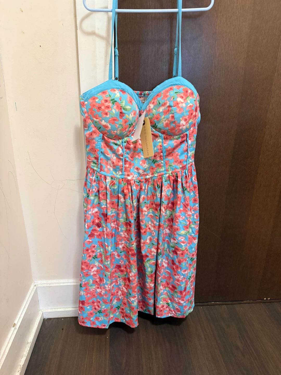 Blue Floral Print Strappy Dress-brand new - photo 2