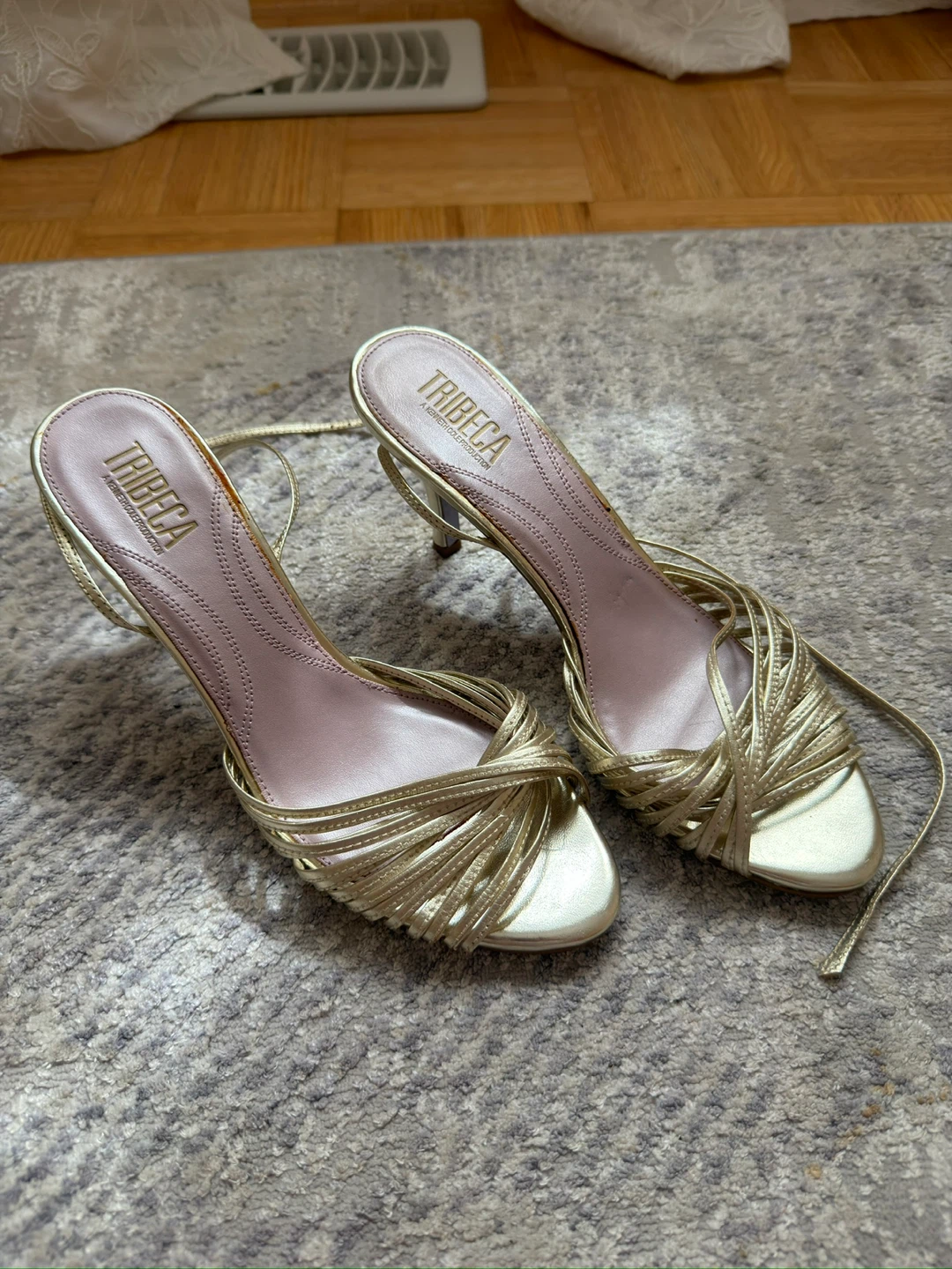 Tribeca Gold Strappy Heeled Sandals