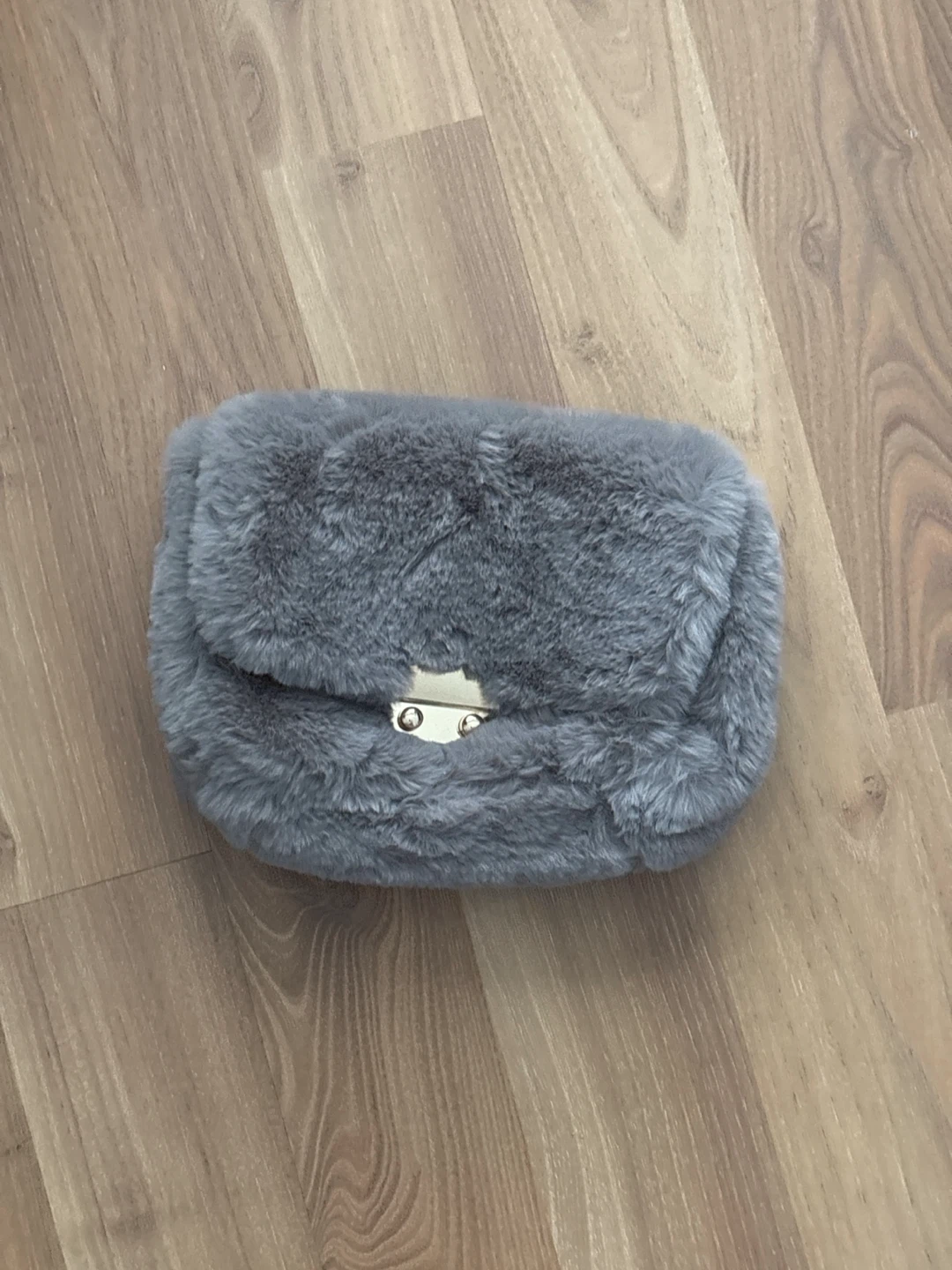 Grey Faux Fur Clutch Purse