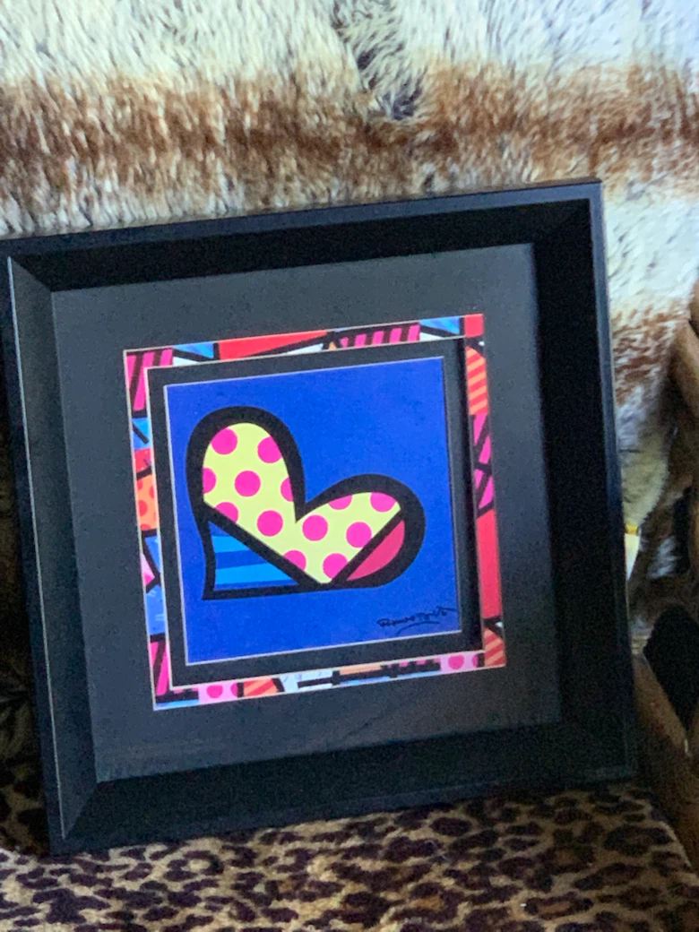 X2 Romero Britto Framed Heart Art Prints - photo 4