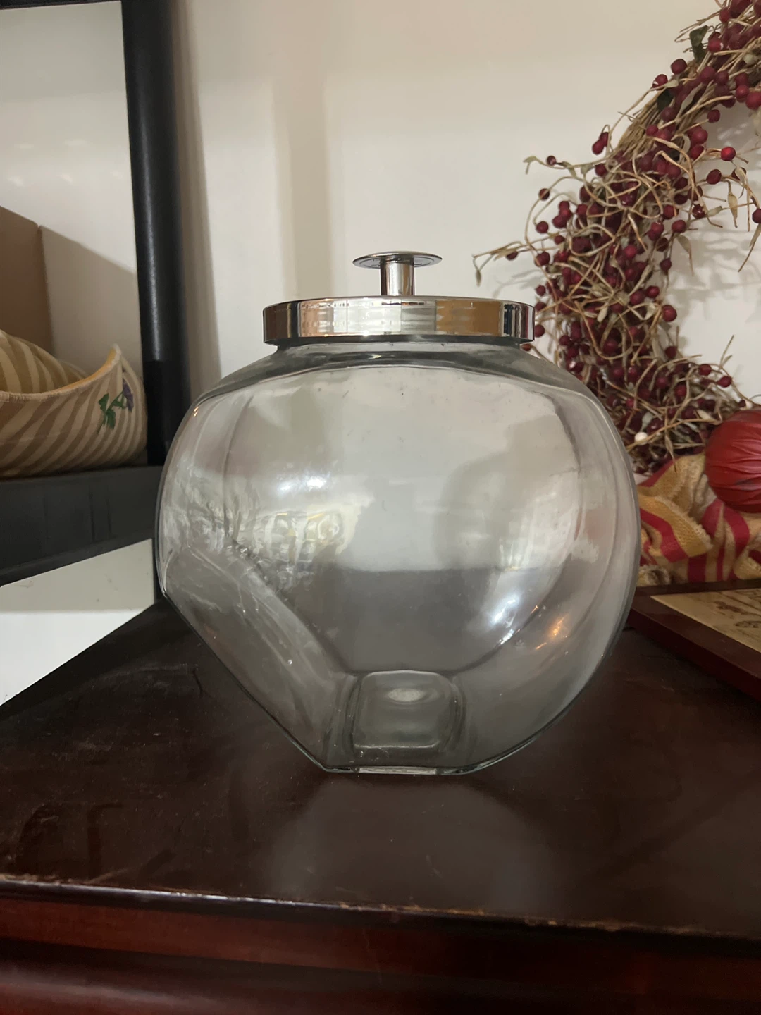Glass Candy Jar with Silver Lid