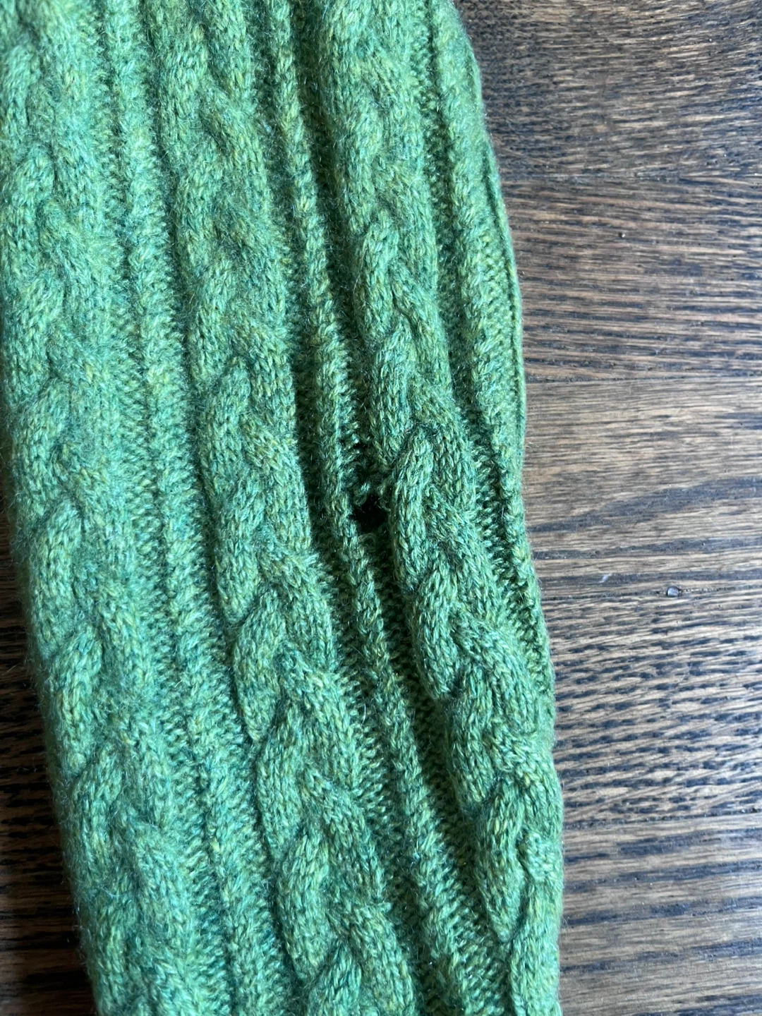 Green Cable Knit V-Neck Sweater - photo 4