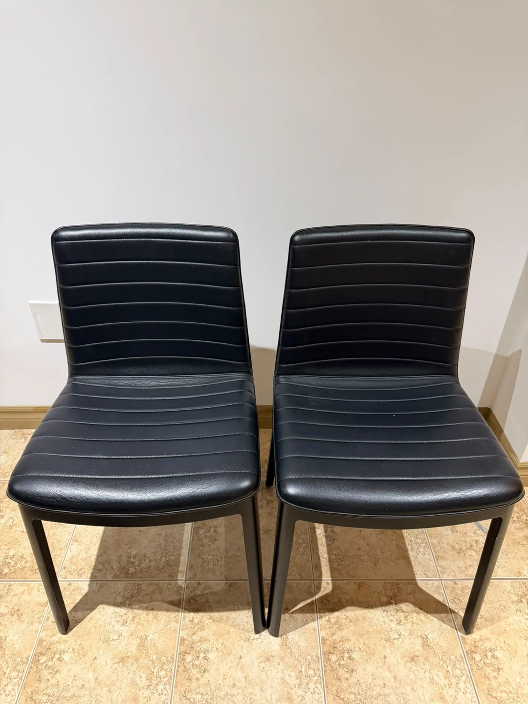 Two Black Faux Leather Dining Chairs