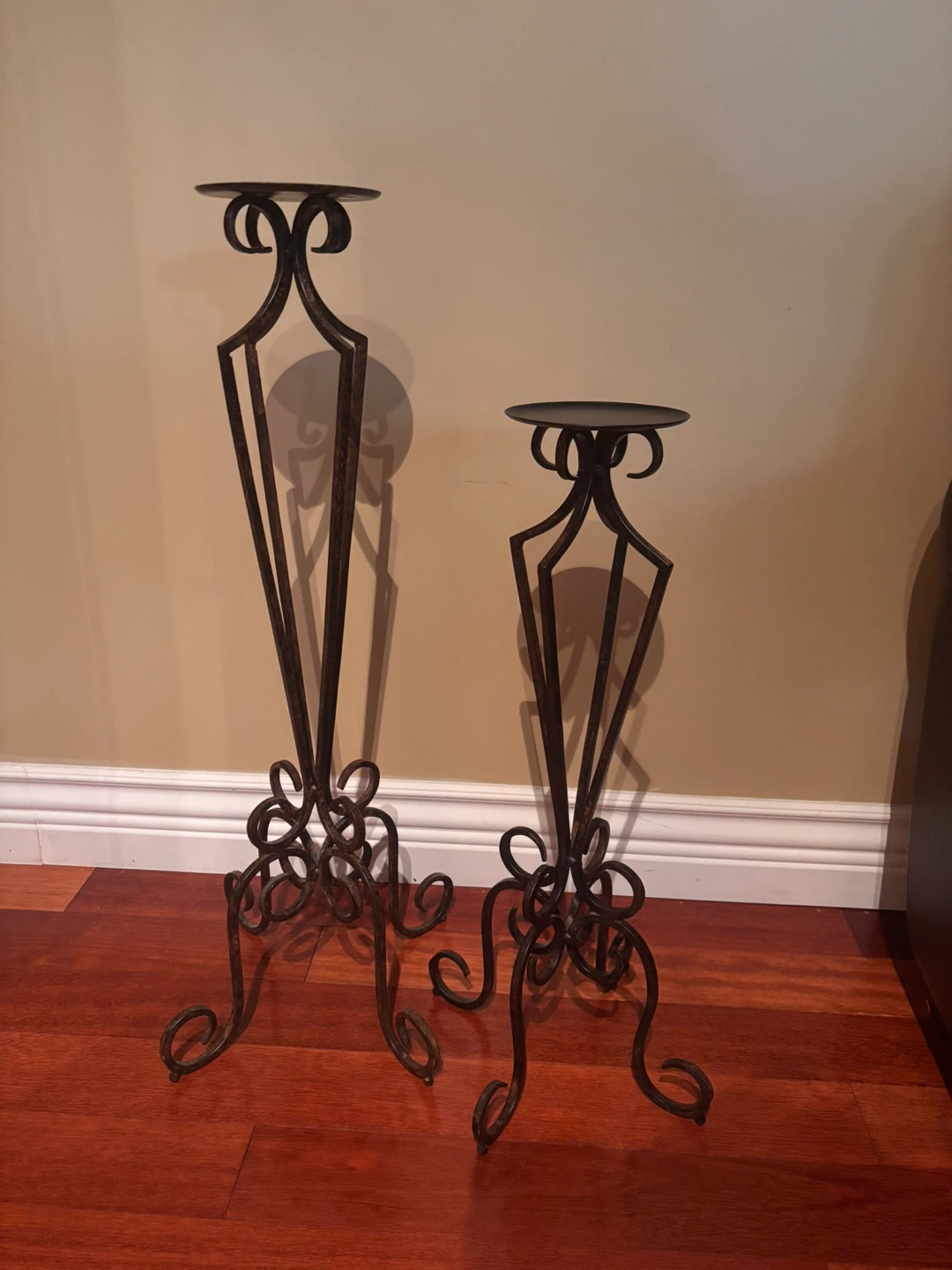 Set of Two Ornate Metal Candle Stands - PartyLite