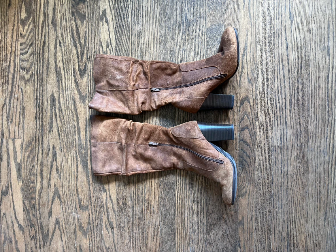 Brown Suede Heeled Boots