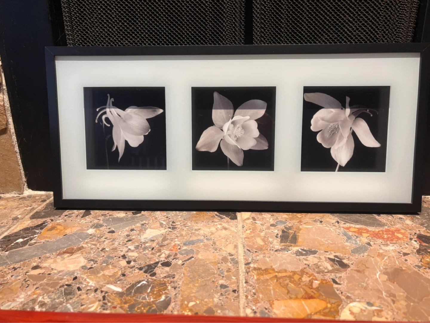 Black and White Triple Flower Framed Wall Art - photo 2