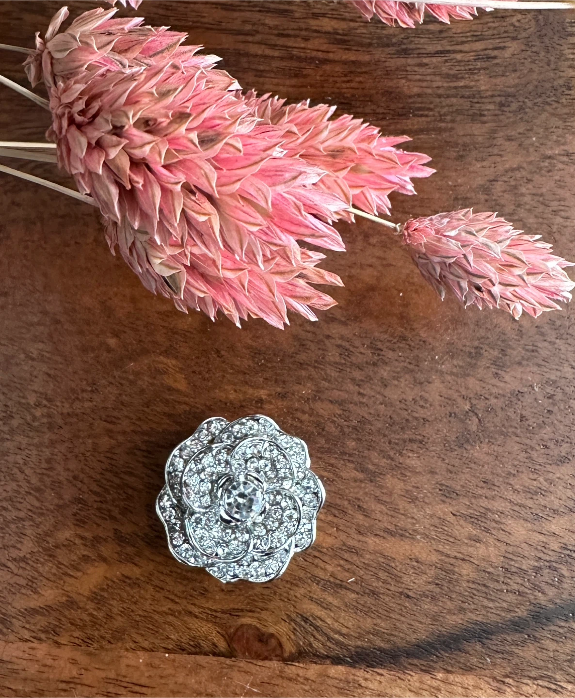 Sparkly Rose Flower Brooch Pin