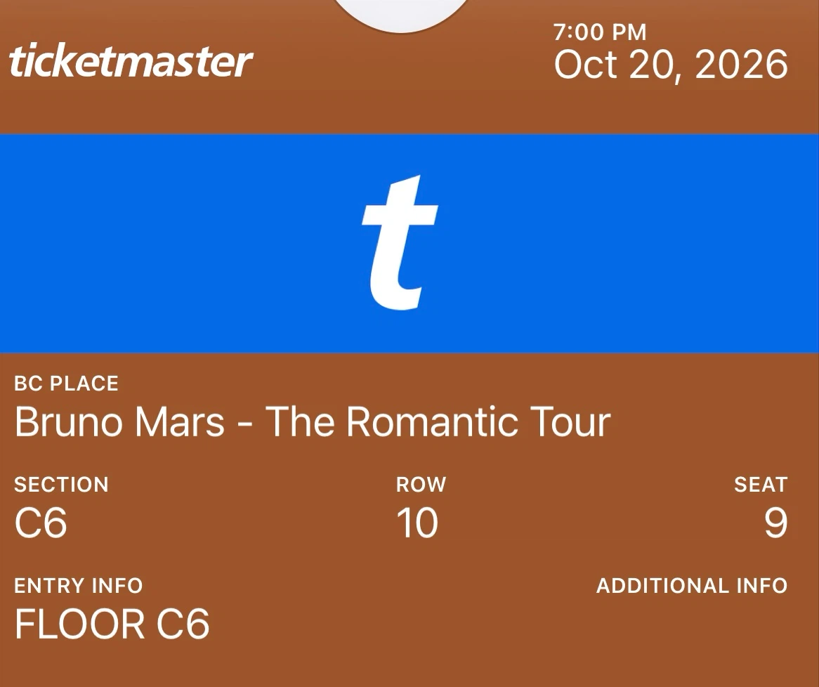 Bruno Mars ticket - Floor Seat Oct. 20