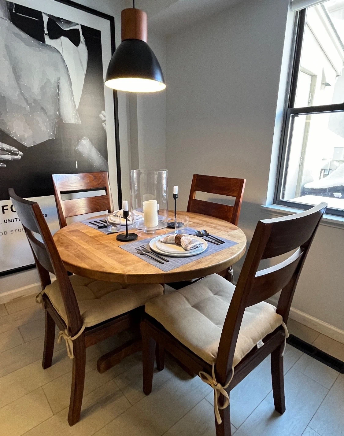 Crate & Barrel Solid Wood Dining Chairs – Set of 4