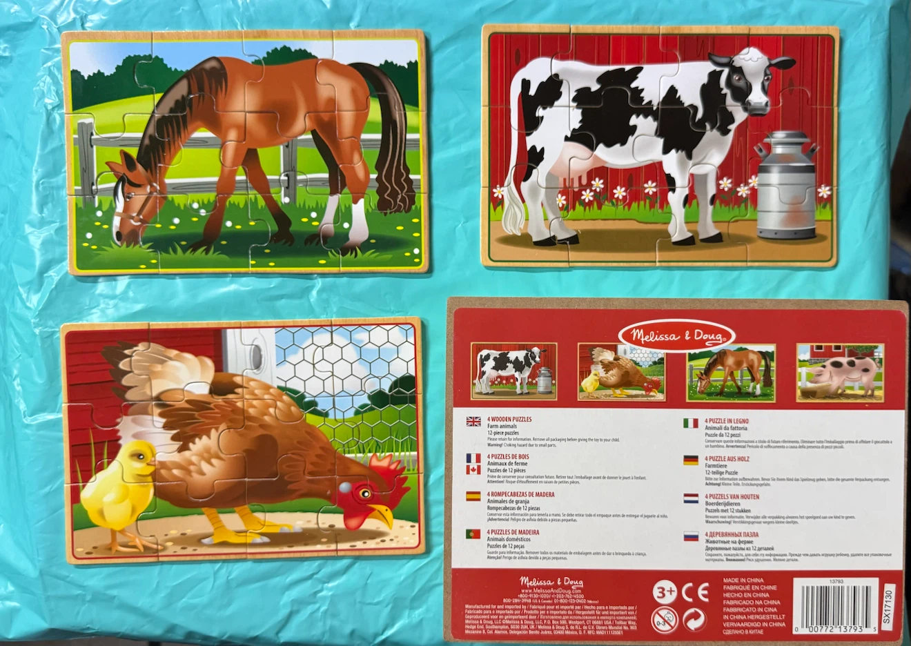Melissa & Doug Farm Animals Wooden Puzzle Set