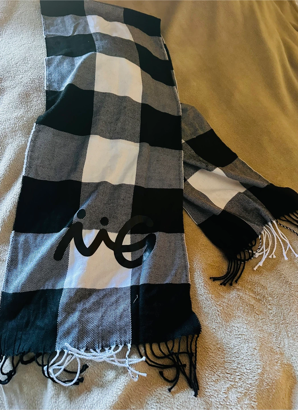 Black and White Buffalo Plaid Scarf - photo 2