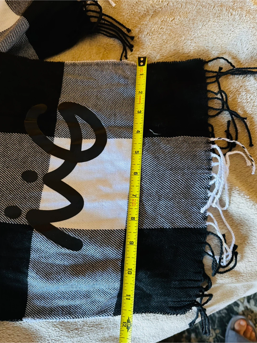 Black and White Buffalo Plaid Scarf - photo 3