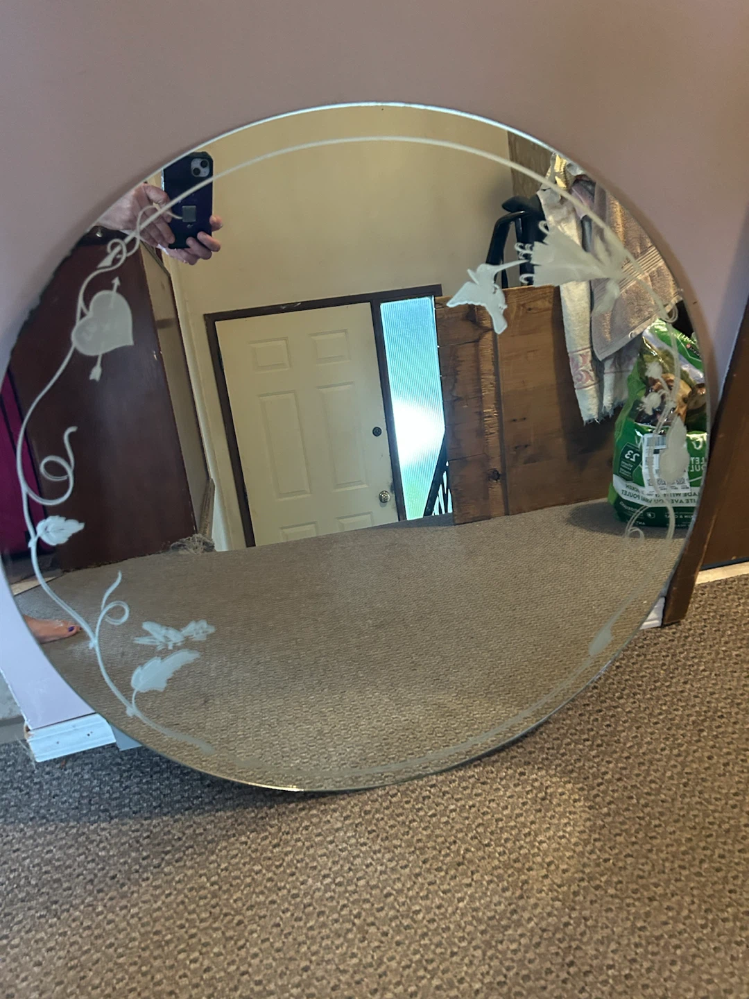Round Etched Glass Mirror