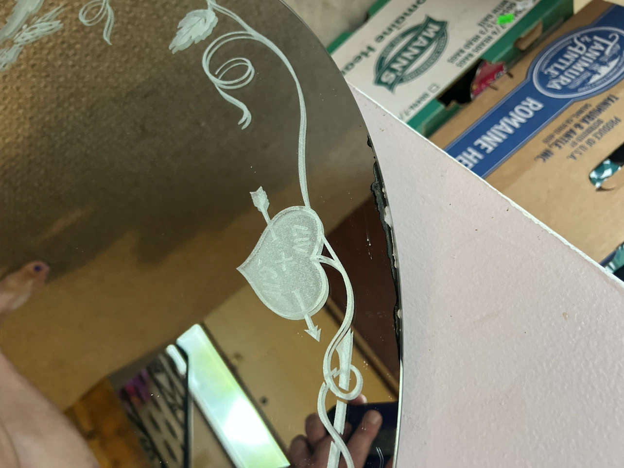 Round Etched Glass Mirror - photo 3
